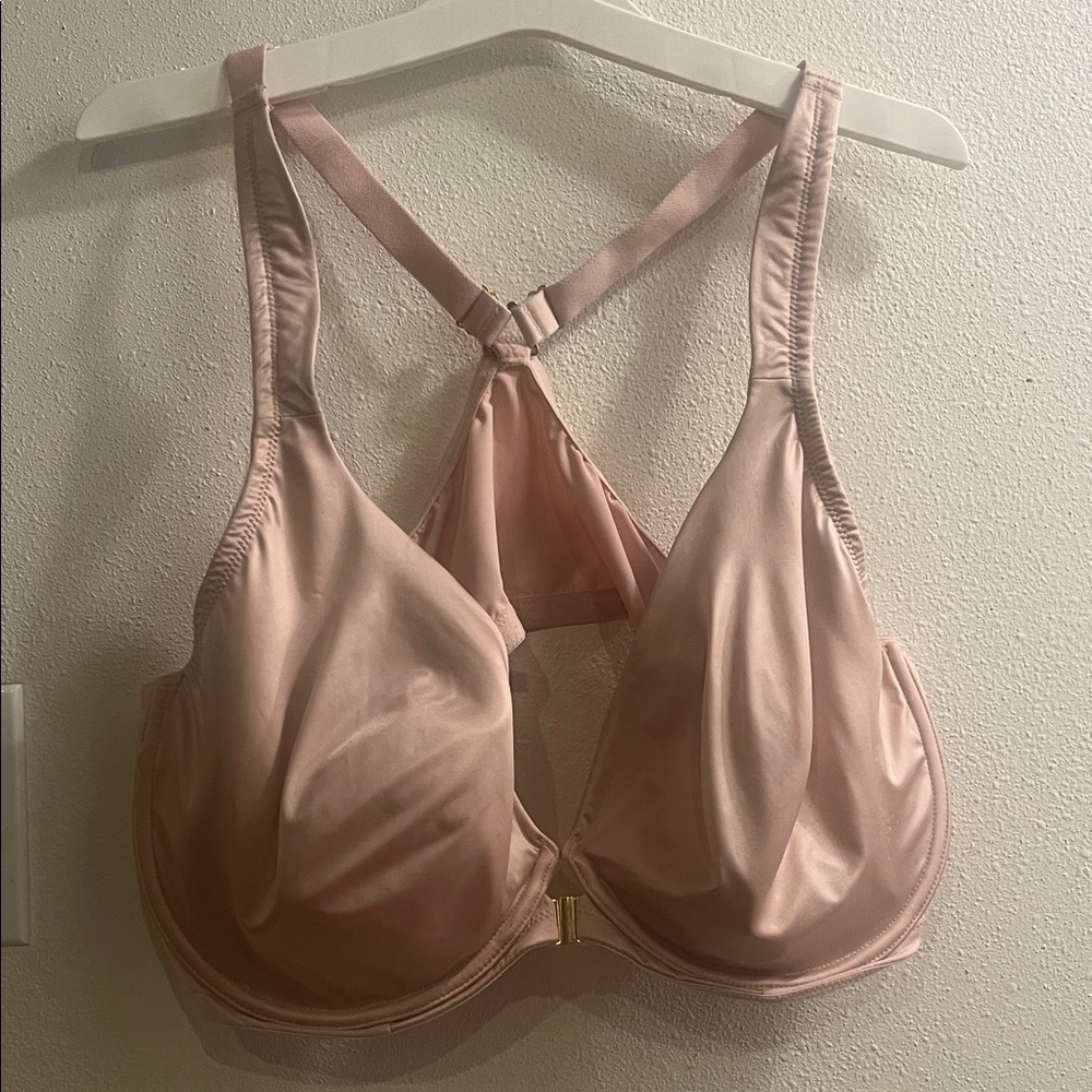Elegant Satin Pink Crossback Bra